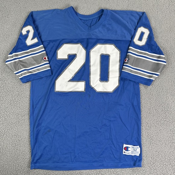Champion Other - VTG Champion Detroit Lions Barry Sanders Football Jersey Men 52 Blue Made in USA